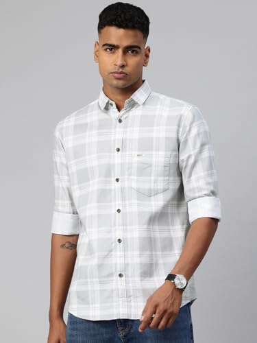 Image of Majestic Man Comfort Slim Fit Pure Cotton Checked Casual Shirt