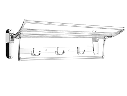Image of LIMETRO STEEL Stainless Steel Folding Towel Rack for Bathroom /Bathroom Rack /Bathroom Hanger /Towel Stand /Towel Hanger (18 inch)