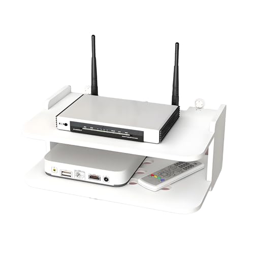 Boîte de rangement pour routeur WiFi et décodeur TV étagère murale en bois