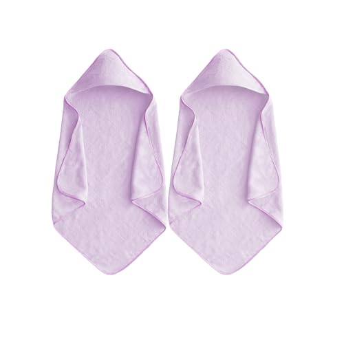Image of Baby Hooded Bath Towel 31.5 inchx31.5 inch Ultra Absorbent Cloud-Soft Cozy Coral Fleece, for Newborn Infant Toddler Up to 3 Years, Unisex Bathrobe Blanket (Lavender)