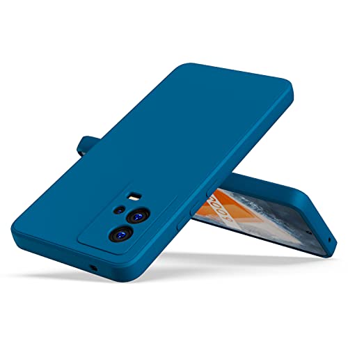 Image of Kapa Matte Lens Protective Back Cover for Vivo IQOO 9, Slim Silicone with Soft Lining Shockproof Flexible Full Body Bumper Case (Blue)