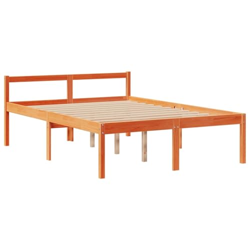 Gecheer Massivholzbett mit Regal ohne Matratze Wachsbraun 160x200 cm, Bettgestell Holzbett Doppelbett für Wohnungen Schlafzimmer Gästehaus3322075 – Bild 8