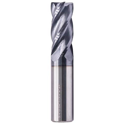 Image of 3 /4 inch 4 Flute Solid Carbide 0.04 inch Corner Radius End Mill, AlTiN Coated | 35 Helix, 3 /4 inch Cutting Dia, 3 /4 inch Shank Dia, 1-3 /4 inch LOC, 4 inch OAL, for Milling Alloy Steel, Carbon Steel, Cast Iron