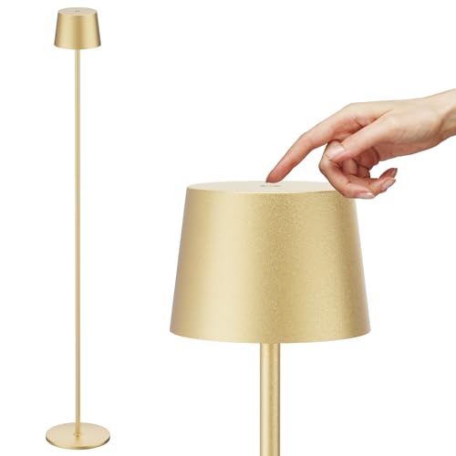 Lampara LED de Pie de 4W con regulación táctil y batería recargable en acabado dorado