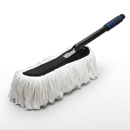 Image of Hiker by Varroc Car Duster | Multi-Purpose Microfiber Brush | Pack of 2 | Wax-Coated Microfiber | Scratch-Free Cleaning | Long Handle | Reusable | Car, SUV, Truck & Home Use