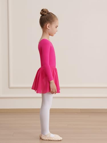 Image of WEGETIT Leotards for Girls Long Sleeve Ballet Dress Toddler Dance Leotard with Skirt Kids Gymnastics Outfits Tutu Dress