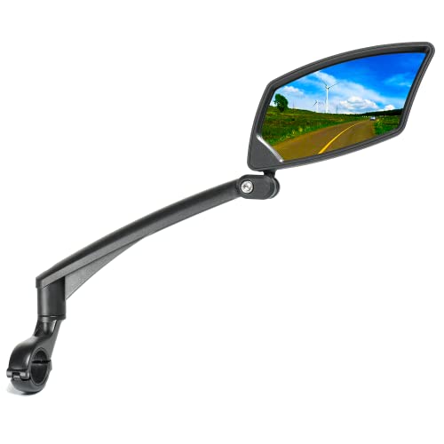 BriskMore Handlebar Bike Mirror, Scratch Resistant Glass Lens, Ajustable And Rotatable Safe Rearview Bicycle Mirror for Right Side BT-016R