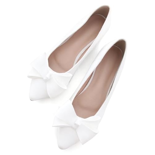 Image of TN TANGNEST Flats Shoes Women Comfort Casual Loafers | Classic Pointed Toe Bowknot Flats Cute Slip On Flats, Wear to Work Travel Walk