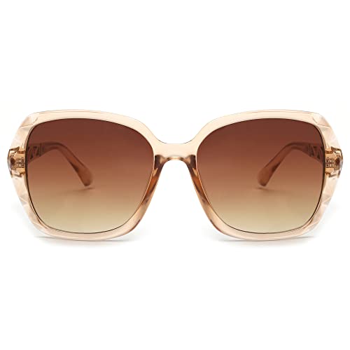 JM Oversized Women Square Sunglasses Sparkling Composite Shiny Frame UV400 Protection2