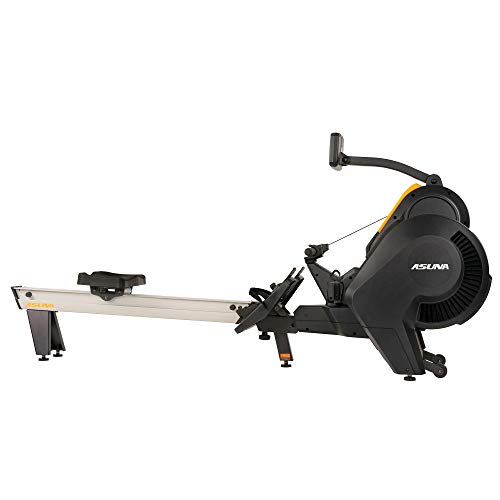 Image of Sunny Health & Fitness AeroForce Fan Rower, Commercial Grade Rowing Machine with Performance Monitor, Long Foldable Rail for Home Cardio Training, Optional Dual Resistance
