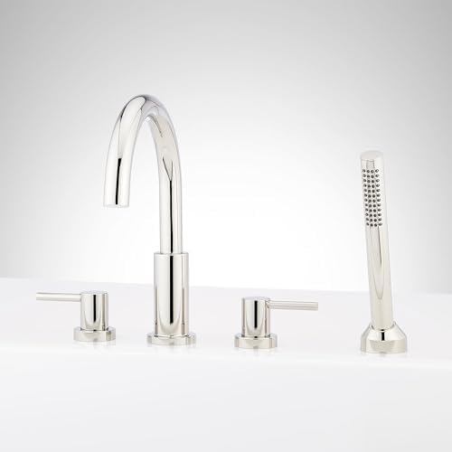 Signature Hardware 955162-LV Lexia Deck Mounted Roman Tub Filler with Hand Shower - Less Rough-In Valve - Polished Nickel
