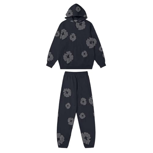 𝐃𝐞𝐧𝐢𝐦 𝐓𝐞𝐚𝐫𝐬 Jogginganzug Herren, 𝐃𝐞𝐧𝐢𝐦 𝐓𝐞𝐚𝐫𝐬 Hoodie und Hose Set Herren Y2K Streetwear Freizeitanzug Trainingsanzug Langarm Kapuzenpullover Schaumstoff Aufdruck Warm Jogging Anzug