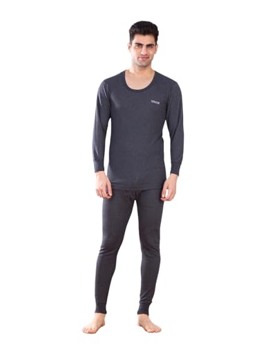 Image of Lux Inferno Men's Thermal Set | Full Sleeve Round Neck Top & Bottom Winter Innerwear | Soft & Warm Cotton Fabric