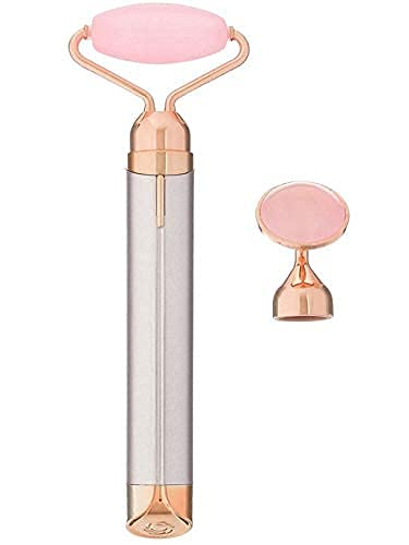 ARUHIU Micro Vibrating Facial Roller Massager with Extra Eye Stone Handheld Rose Quartz Jade Roller, Beauty Bar Skin Care Tool for Face Anti-Wrinkles, Anti-Aging (Pack of 2)