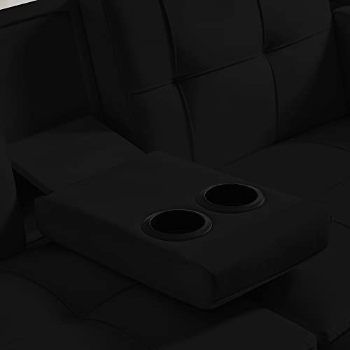 Futon Sofa Bed With Cup Holder, Antetek 69-Inch Modern Tufted Velvet Convertible Sleeper Sofa Couch Oversized Loveseat Sofa W/3 Adjustable Positions, 6 Metal Legs For Living Room Bedroom Office, Black #TOP6