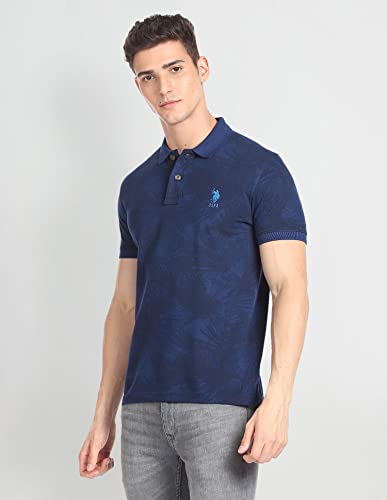 Image of U.S. Polo ASSN. Printed Slim Fit Polo T Shirts for Men - 100% Cotton, Half Sleeves Mens Tshirt