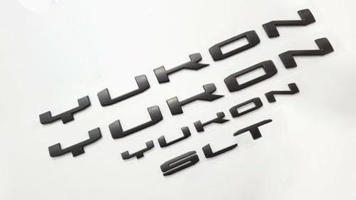 Image of 4Pcs Kit Yukon SLT Letters Emblem 3D Door Rear Nameplate Badge Decal Sticker Yukon XL Replacement for 2021-2023 Yukon SLT (Matte Black)