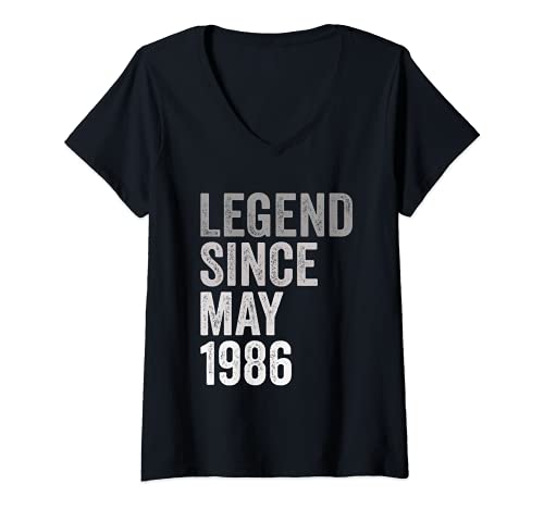 Mujer Leyenda Desde Mayo de 1986 Año de Cumpleaños Camiseta Cuello V
