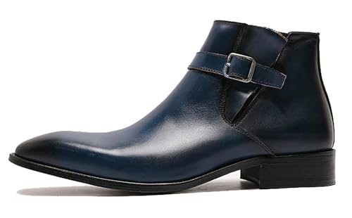 Santimon Mens Chelsea Boots Formal Dress Ankle Boots Genunie Leather Plain Toe Belt Buckle Cowboy Boots Prom Wedding Business Causal Fashion Suit Tuxedo Boots for Men2