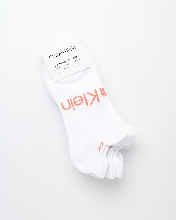 Image of Calvin Klein Womens No Show Socks - 6 Pack Lightweight Cotton Blend Cushioned Low Cut Tab Ankle Socks for Sneakers & Loafers