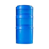 BlenderBottle ProStak Twist n' Lock Storage Jars Expansion 3-Pak with Pill Tray, Cyan/Cyan