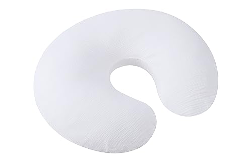 Image of Onacosht Muslin Nursing Pillow Cover Soft 100% Cotton Feeding Pillow Slipcover Fits Standard Infant Nursing Pillow for Boy and Girl, White