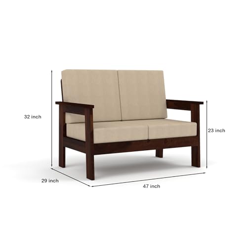 Image of Sheesham Wooden 4 Seater Sofa for Living Room | Solid Wood Sofa | Rosewood Sofa Set for Home & Office | Lounge (Walnut, 4 Seater)