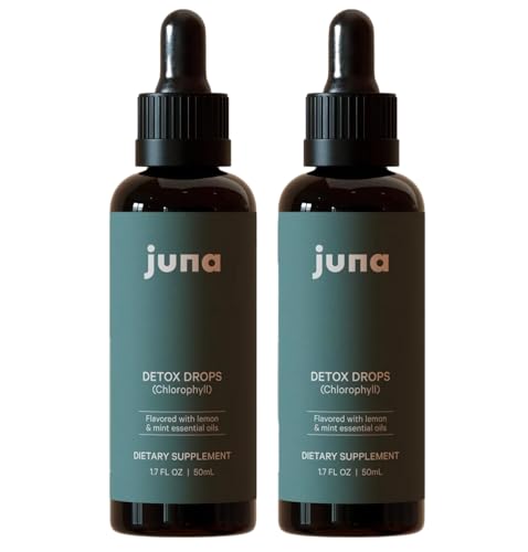 Juna Detox Chlorophyll Drops Daily Wellness & Detox Support | Lemon Mint Spa Water Taste | Supports Cellular Health Cleanse and Internal Freshness | 60mg Chlorophyll per Serving