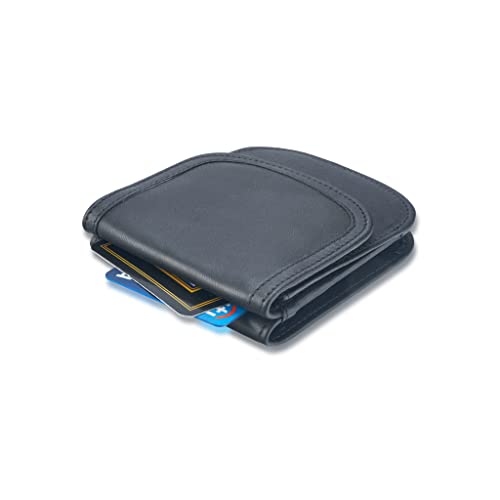 Taxi Wallet® TW14-SADDLE BLACK - Soft Leather, Compact, Front Pocket Folding Wallet - For Cards, Coins, Bills, ID (Men & Women)4