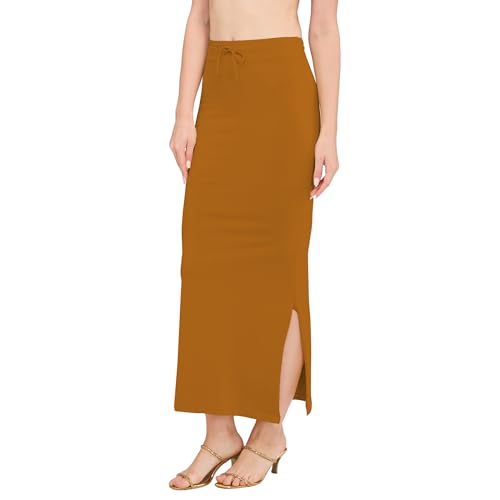 Image of DESI GIRL Cotton Lycra Stretchable Saree Shapewear Petticoat with Drawstring for Women | Fishcut Saree Petticoat with Side Slit for Easy Movement | Saree Shaper | Long inskirt