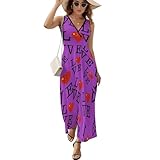 I Love China Women's Maxi Dress Casual Sleeveless V Neck Beach Long Sundress L