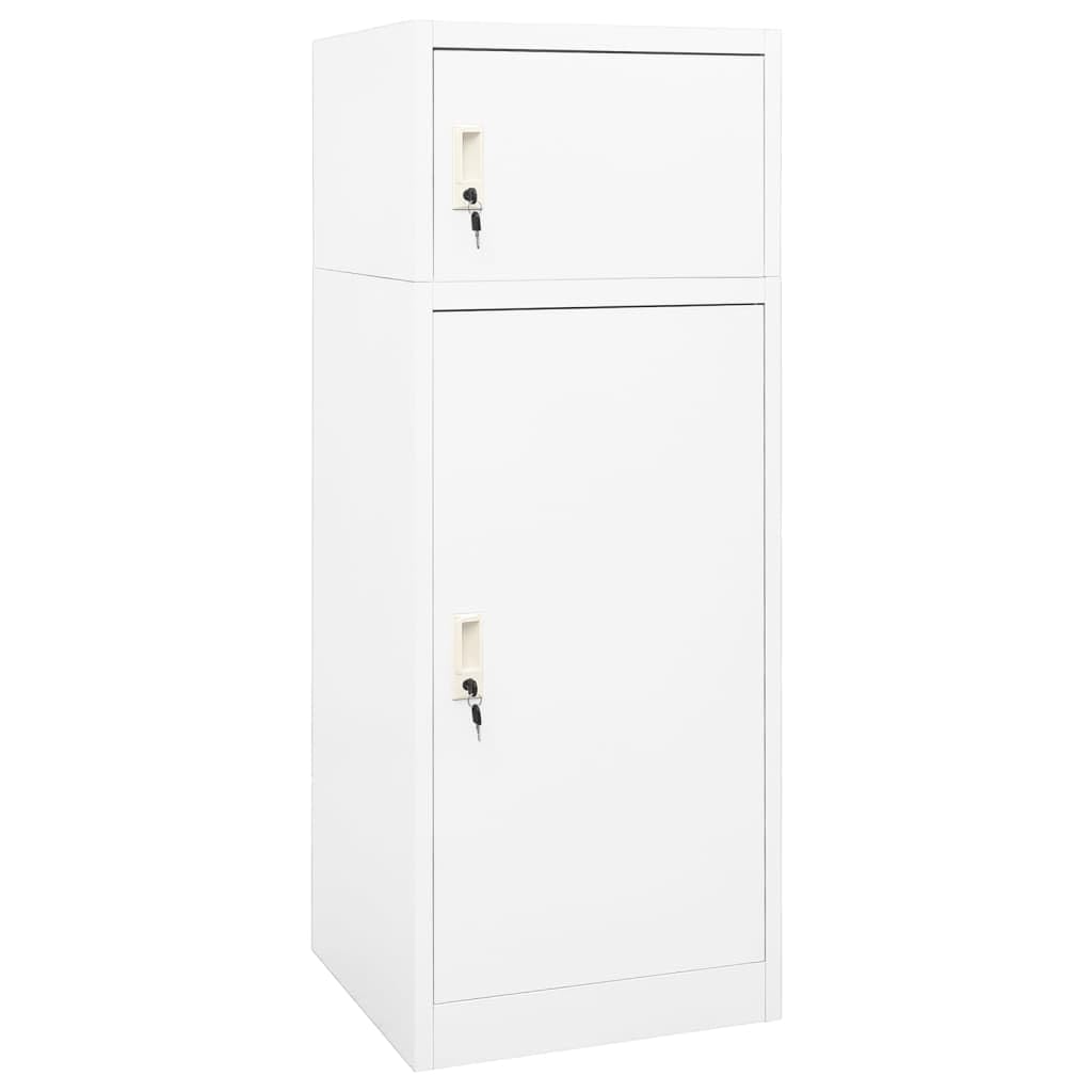 vidaXL Saddle Cabinet White: Steel Locker for Equestrian Sports Equipment, 2 Lockable Doors, Adjustable Rack, 53x53x140 cm