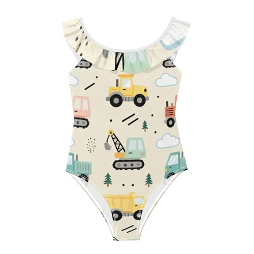 Traje de baño de caricatura para niñas bañador infantil con volantes suaves 3-6 años