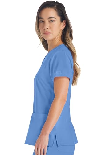 Dickies EDS Essentials Scrubs, V-Neck Womens Tops with Four-Way Stretch and Moisture Wicking DK615, XS, Ciel - image 4