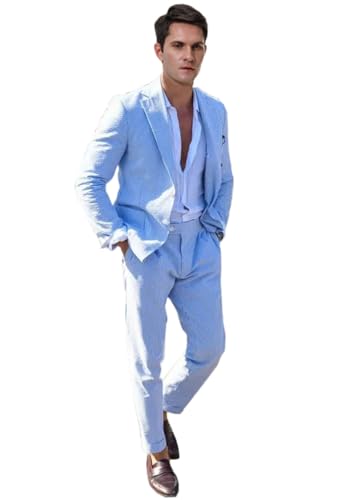 Wemaliyzd Mens Seersucker Suit for Summer Wedding Party Striped Jacket Pants3