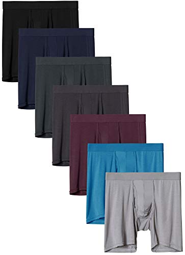 Youlehe Men's Underwear Soft Bamboo Boxer Briefs Stretch Trunks Pack (As1, Alpha, L, Regular, Regular, 7 Pack-Open Fly-017) #TOP3