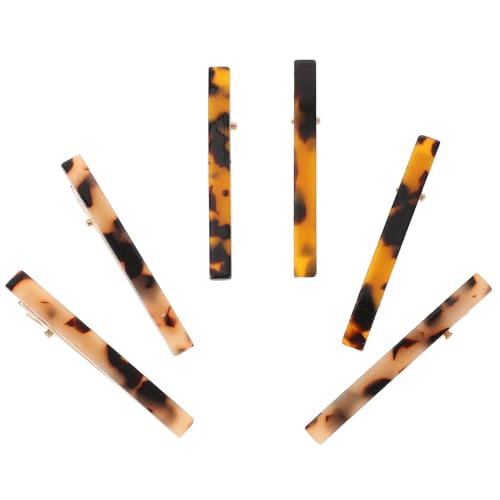 ULTECHNOVO Pinzas Cabello de Acetato 6 Unidades 3 Beige y 3 Color Carey Pinzas de Cocodrilo para Seccionar y Peinar Accesorios Cabello Femeninos Ideales para Maquillaje y Uso Diario