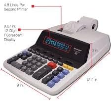 Sharp EL-2630PIII with dimensions labeled