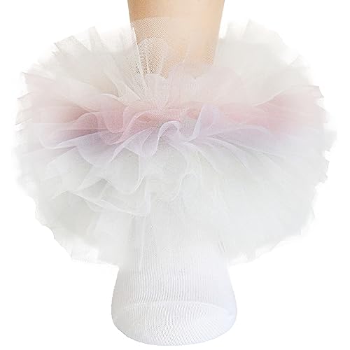 TONGXiNHUA and three Chinese characters Girls Ruffle Socks Big Ruffle Lace Trimmed Tutu Dress Socks Small/Large Size Kids (1-3 years)
