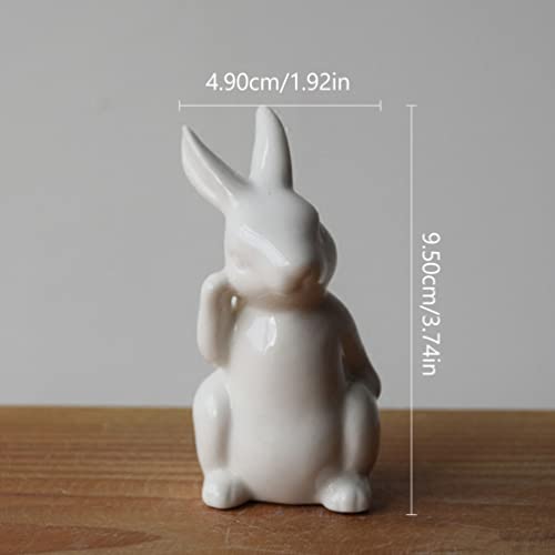 Happyyami Ceramic Rabbit Ornaments 3Pcs Mini White Bunny Figurines for Home Decoration Easter Tabletop Accents - Image 4