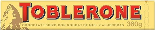 Toblerone Chocolate con Leche Suizo con Nougat de Miel y Almendras, Formato Grande, Pack 360g