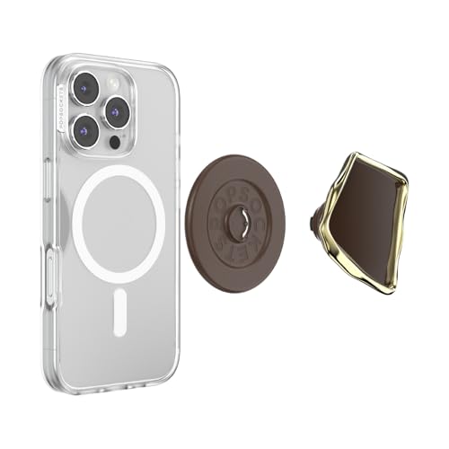 Image of PopSockets Phone Grip for MagSafe, Magnetic Holder, Phone Stand, Crystal - Enamel Cocoa Cut