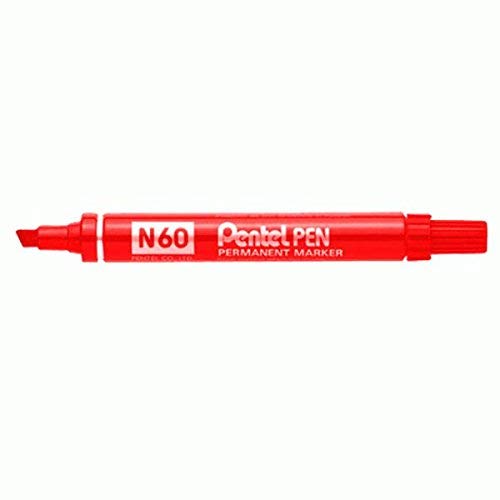 Pentel N60 PERMANENT MARKER CHISEL TIP (PACK OF 3) - RED