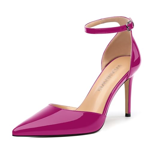 Women's High Heel Pointed Toe Shallow Mouth Single Shoes,Elegant and Charming Ankle Strap Wrap Heel Pumps,Party,Wedding,Dating,Banquet Dress Shoes