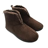 [パンダファミリー] ムートン風 ショート ブーツ 2WAY シューズ 室内外兼用 メンズ ブラウン XLサイズ(26-27cm) 10