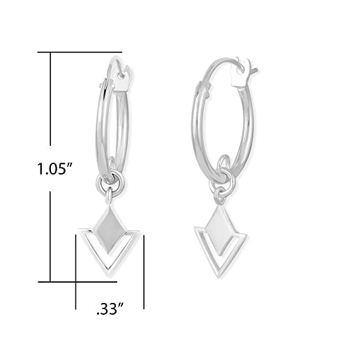 Boma Jewelry Sterling Silver Geometric Diamond & Triangle Snap Down Closure Tube Hoop Earrings4