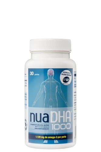 Nua Biological NuaDHA®1000 – Omega 3 100% DHA – 30 Perlas (1 Mes) – 1000 mg DHA por Perla – Forma Triglicérido – Alta Concentración – Sin Grasas Vacías