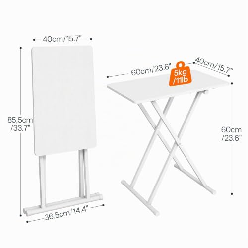 HOOBRO Beistelltisch Klappbar, Kleiner tabletttisch, verstellbare Höhe Klapptische, 60 x 40 x 60 cm, TV Tray, Tablett Tisch, Snack Tisch… – Ansicht 4