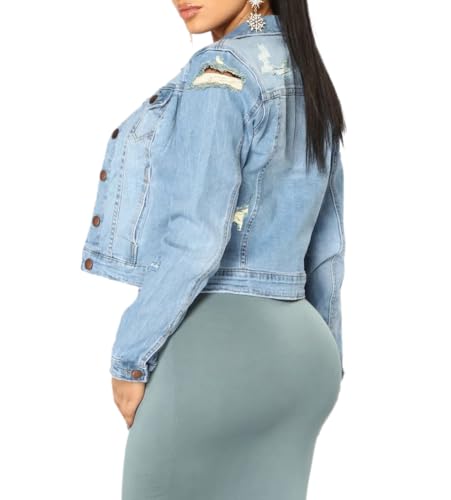 BessCops Denim Jacket for Women Spring Long Sleeve Classic Distressed Butterfly Jean Trucker Jackets2