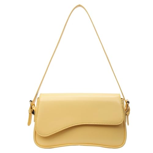 Sac à bandoulière jaune en cuir synthétique avec poches pratiques